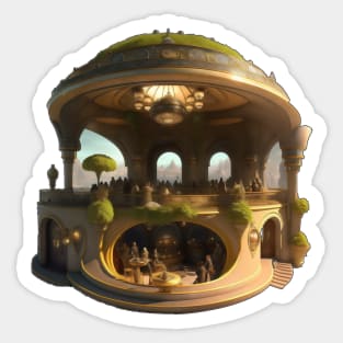 Parnassus Futuristic Fantasy Art Nouveau Cafe Restaurant Sticker